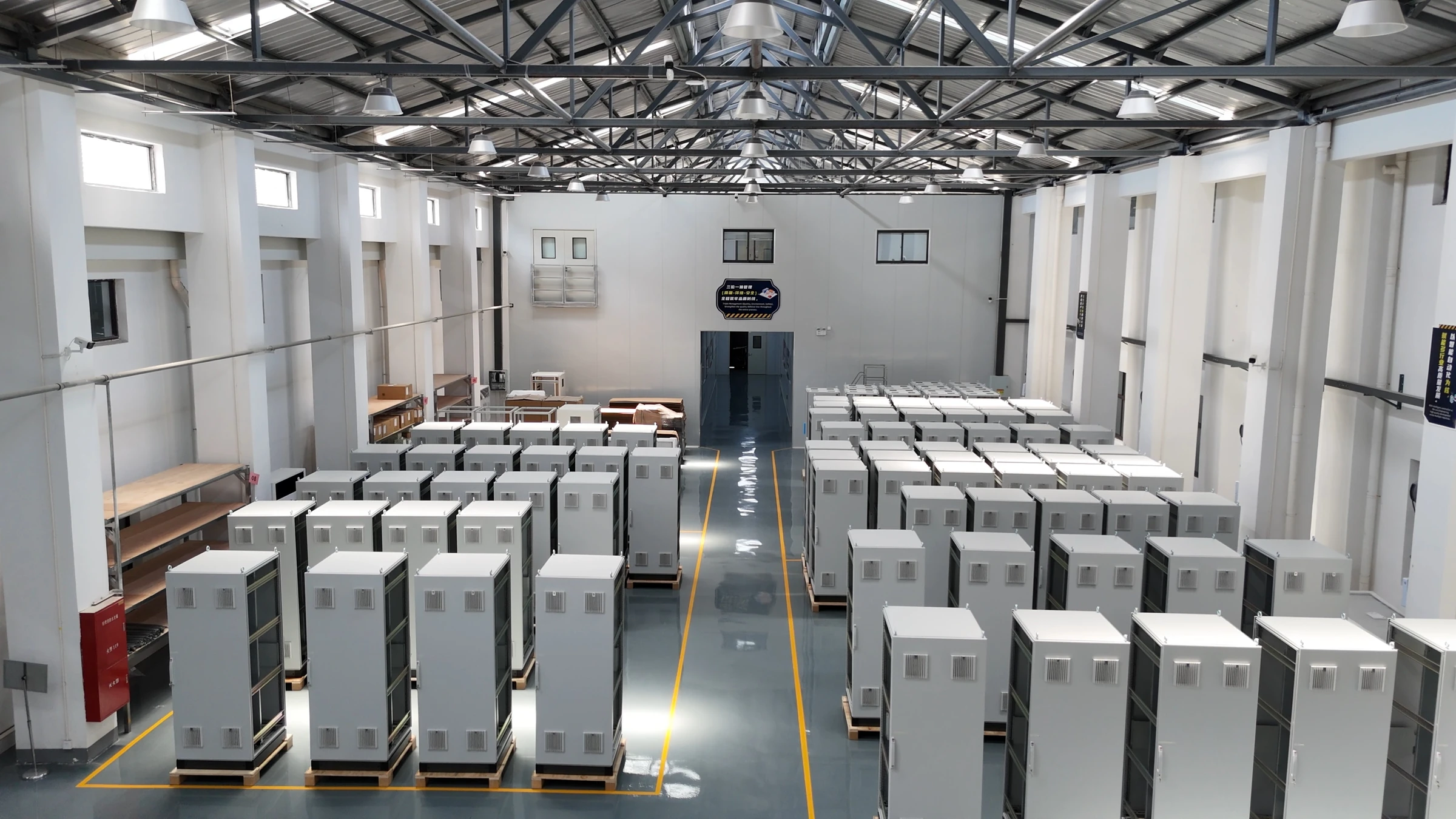 Control system cabinets assembled and staged in the integration workshop